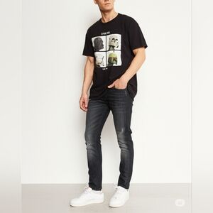 Star Wars black graphic short sleeve t-shirt - Star Wars Dark Side helme…